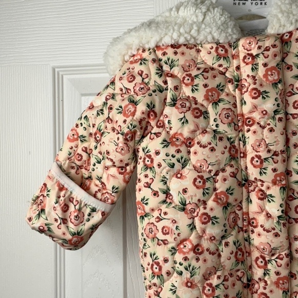NWT Nicole Miller New York- Hooded Snowsuit One Piece Pink Floral 3/6M - Picture 14 of 16